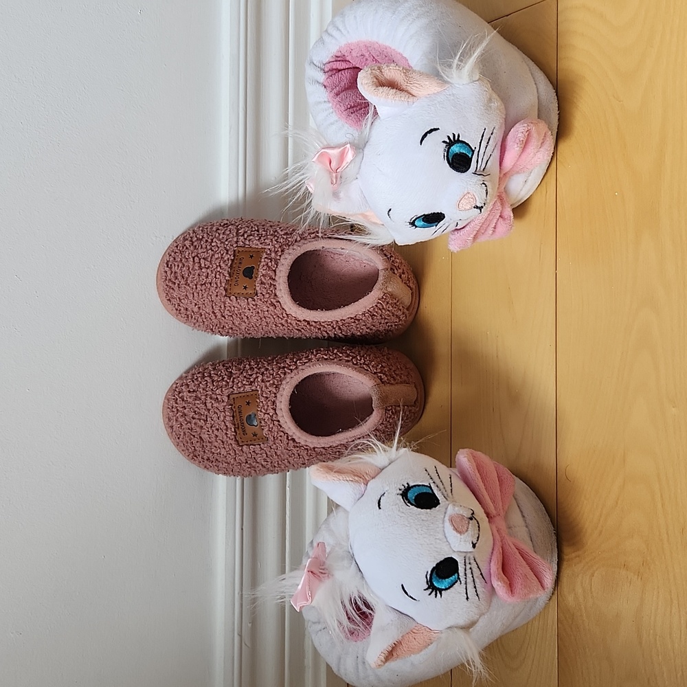 TWO pairs of Girl's indoor slippers Age 3-4